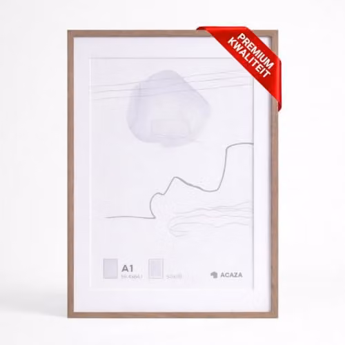 ACAZA Fotolijst A1 Smoked Oak met Passe-partout, Fineer Houten Lijst met Acrylglas voor Foto's, Posters en Puzzels, Breedte: 59,4 cm, Hoogte: 84,1 cm