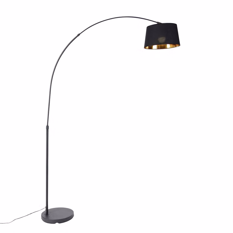 Qazqa Arc Basic Smart booglamp zwart en goud met wifi en afstandsbediening