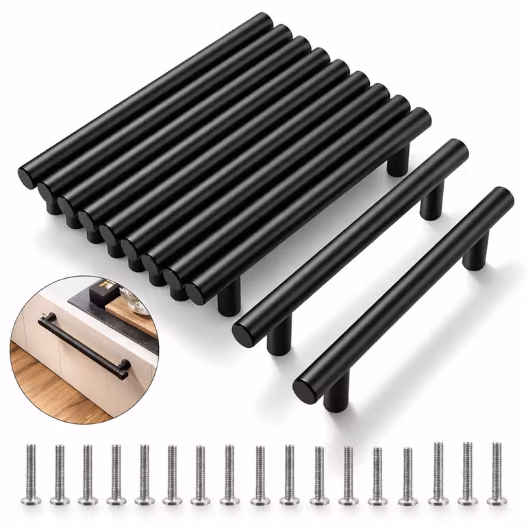 BOTC Handgrepen RVS - 10-delige set - Zwart - 127 mm - Inclusief 20 schroeven