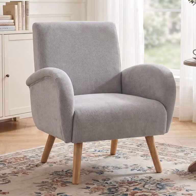 Gestoffeerde fauteuil lounge stoel grijs B/D/H: 73 x 74 x 81 cm