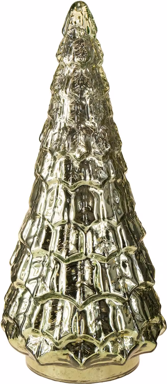 Kerstboom met LED-verlichting in vintage groen en goud, 38 cm