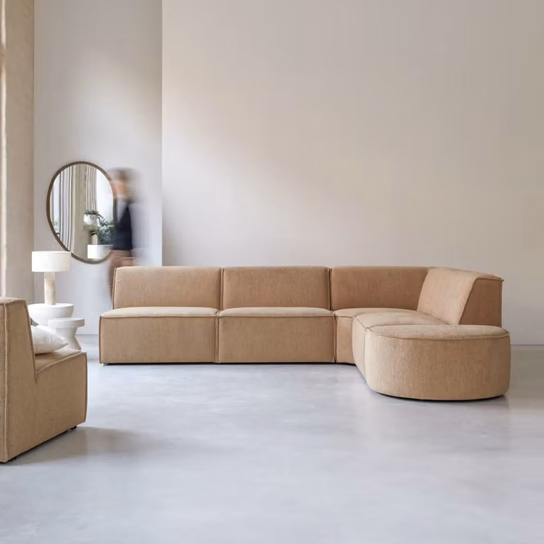 Tikamoon Dario Modulaire Hoekbank met Slaapfunctie, Bruin, B/D/H: 291 x 144 x 75 cm
