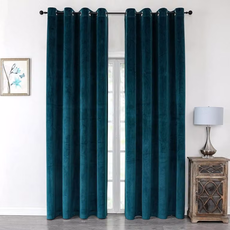 Luxe Fluweel Gordijn Petrol - Decoratieve Gordijnstof voor de Woonkamer - B/D/H: 140 x 225 cm