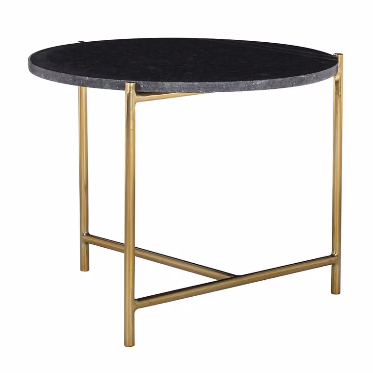 Bijzettafel Casey Richmond Interiors met marmeren top en metalen onderstel - Zwart