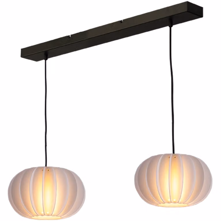 Masterlight Arena 2-lichts hanglamp met witte kappen