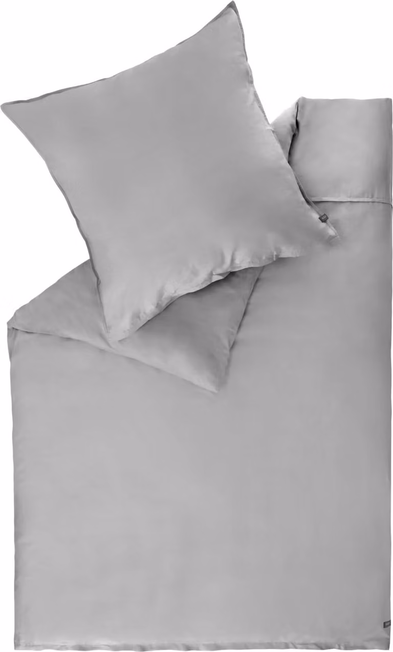 Schöner Wohnen Satine beddengoed effen grijs 140 x 200 cm