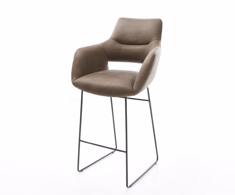 DELIFE Barstoel Yago-Flex Microvezel Taupe met Zwart Metalen Sledeonderstel en Pocketvering