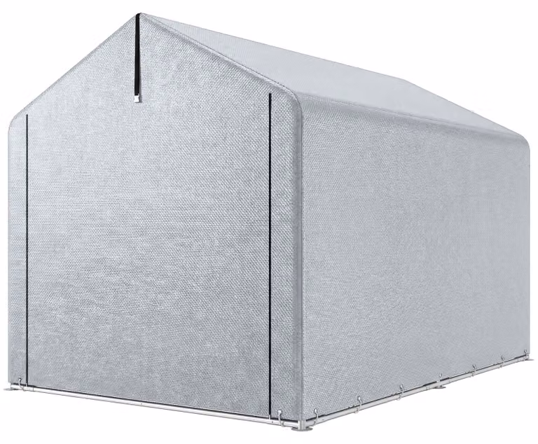 Outsunny garage-tent met rolluik en zadeldak, waterdicht, B: 2,2 m x D: 1,6 m