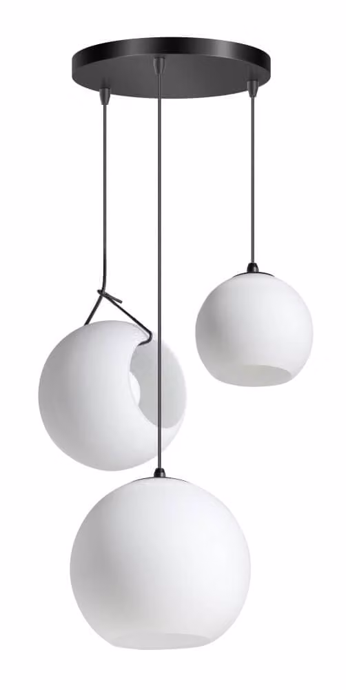 ETH 3-lichts vide hanglamp Orb Opal in zwart of wit