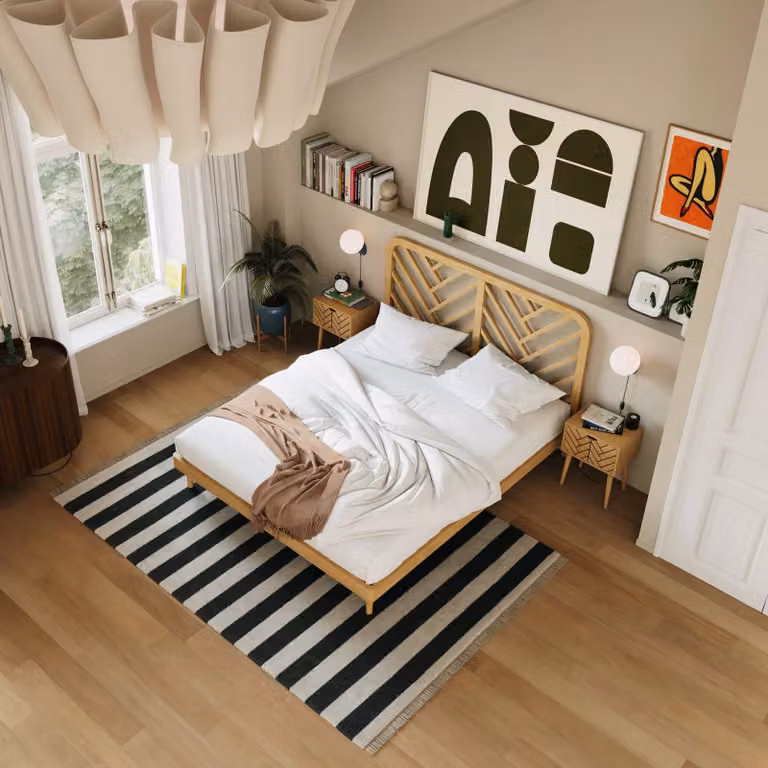 Hypnia Ali minimalist houten bed van massief grenenhout - Bruin