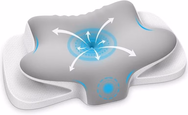 PolkaHome Neksteunkussen Traagschuim - Ergonomisch Hoofdkussen met Ventilatiegaten voor Zij-, Rug- en Buikslapers