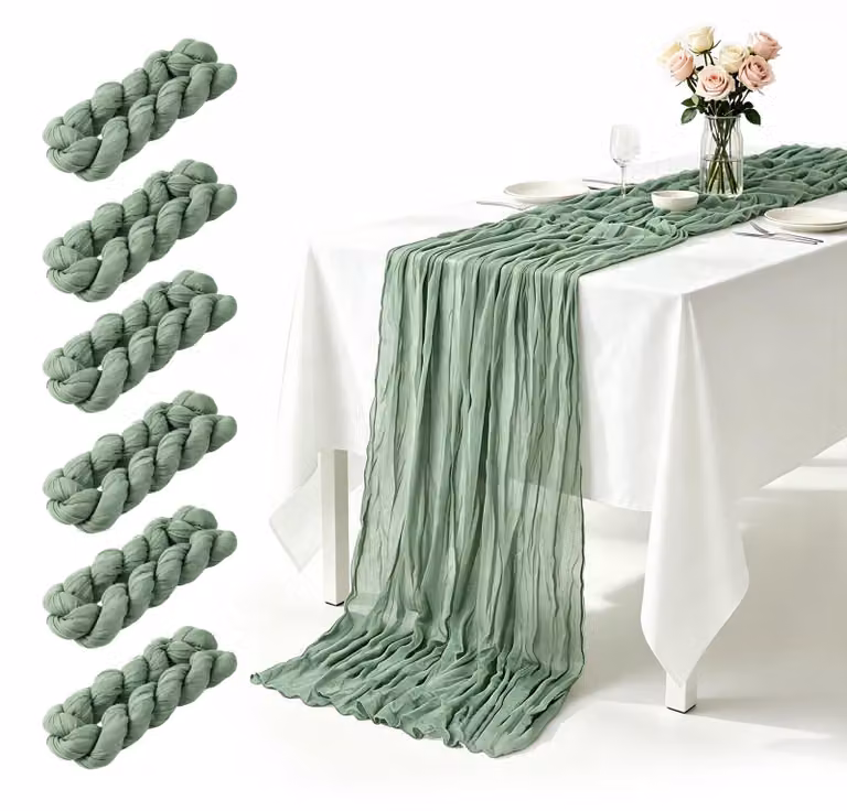 Dripio Tafelrunners saliegroen set van 6, 55 x 300 cm
