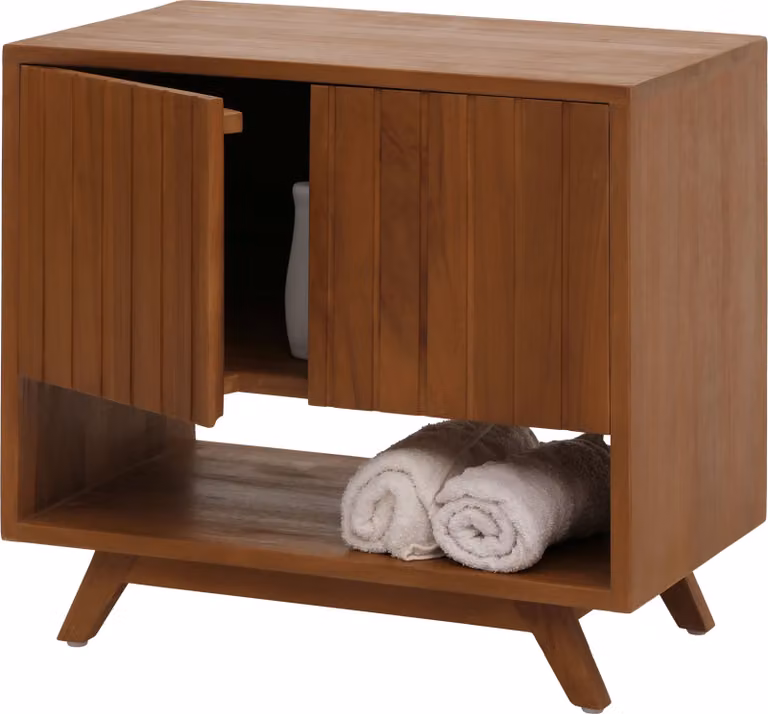 Mendler Teak wastafelonderkast HWC-M92, hoogwaardig teakhout, B/D/H: 61 x 65 x 40 cm