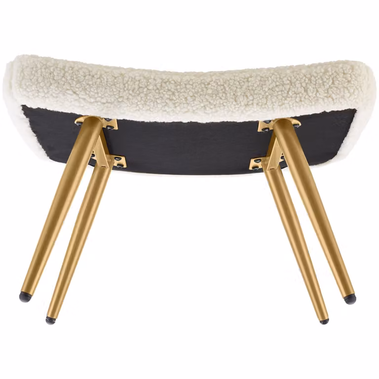 TecTake Hygge fauteuil met hocker, Scandinavisch design, Bouclé crème/goud