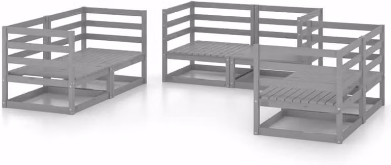 6-delige modulaire grijze tuin lounge set voor tuin, terras of balkon