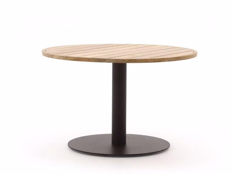 Zavelli Ronde Tuineettafel van Teakhout in Bruin/Beige, Diameter: 120 cm, Hoogte: 75 cm