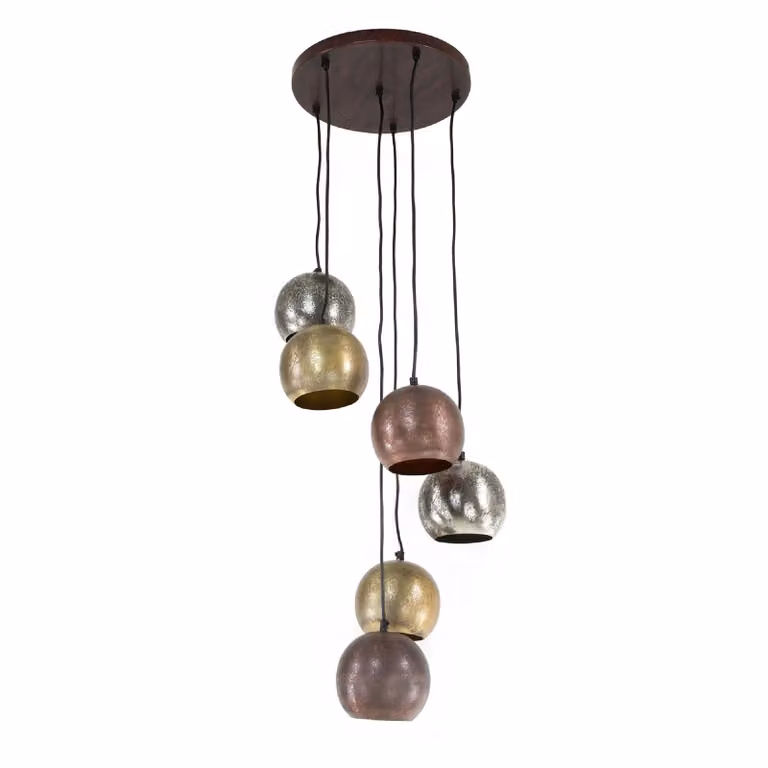 Nest of Nora Hanglamp 6-lichts bol getrapt - Mat nikkel mix - Metaal