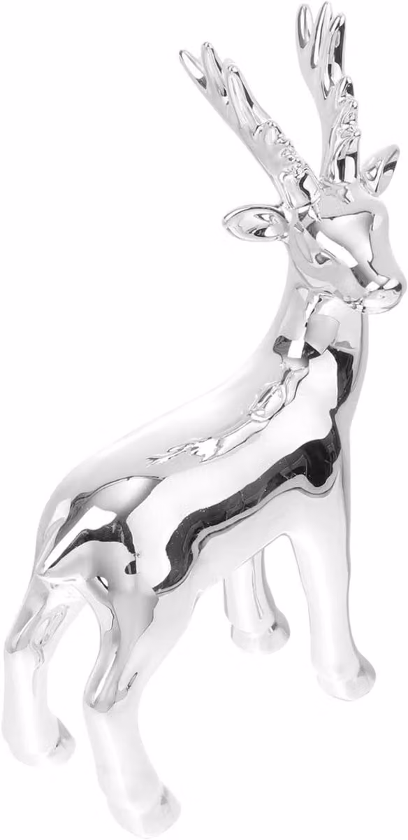 Zilver Aardewerk Hertenbeeldje Kerstdecoratie Tafelornament 24 x 11,5 cm