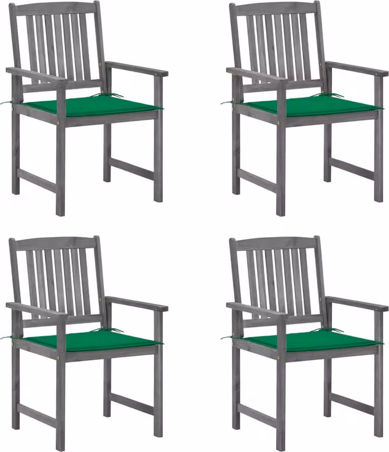 vidaXL Set van 4 Tuinstoelen met kussens, Grijs, Massief acaciahout
