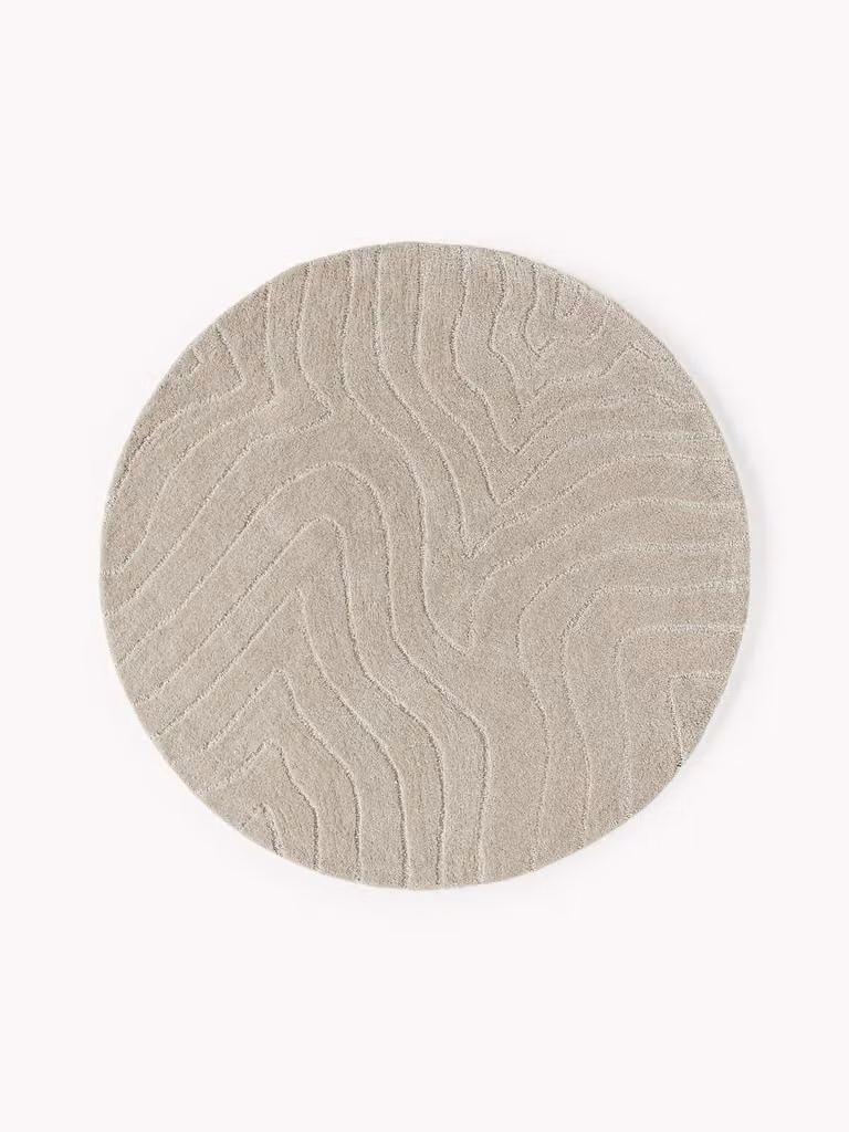 Westwing Collection Aaron Rond Handgetuft Wollen Vloerkleed Wave