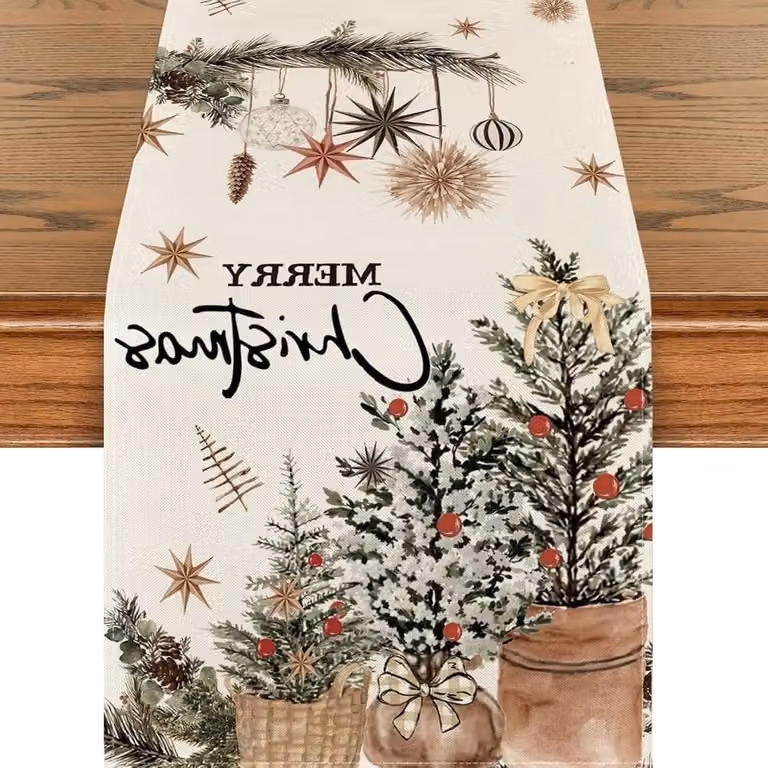 Kersttafelkleed met dennenappels voor feestelijke kerstdiners, 33 x 183 cm