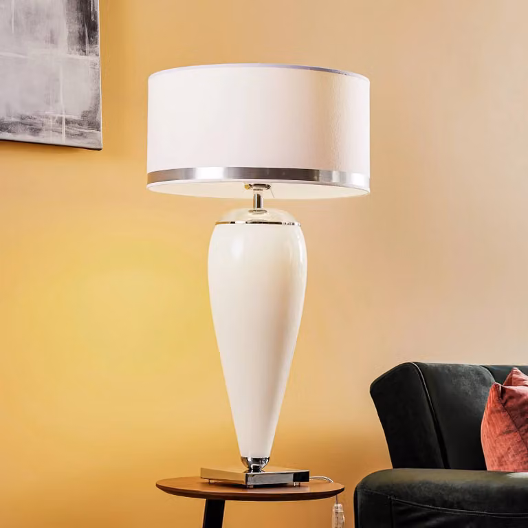Argon Moderne Tafellamp Wit en Chroom voor Woon- of Eetkamer