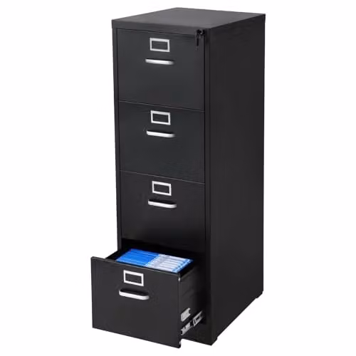 VEVOR Verticale metalen archiefkast met 4 afsluitbare laden en afneembare ophangstang, zwart, B/D/H: 45 x 45 x 134 cm