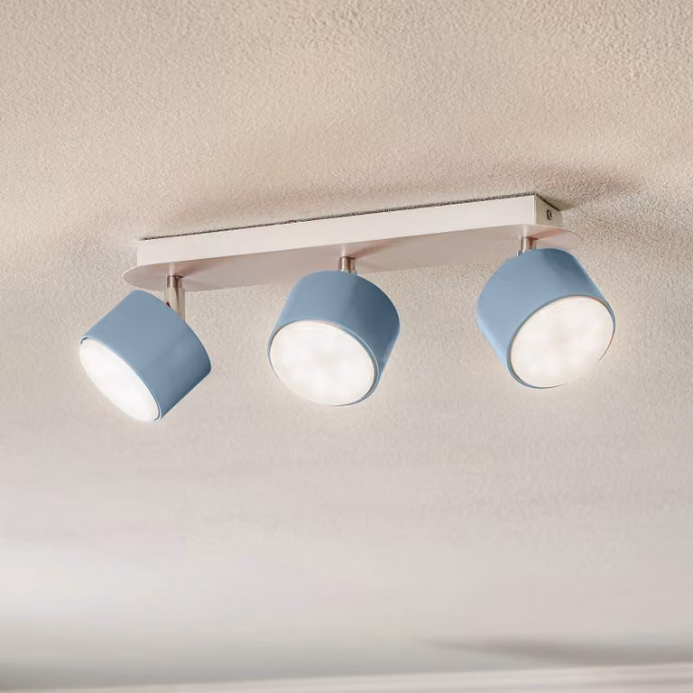 Eko-Light Cloudy Plafondspot met 3 lampen, blauw, dimbaar, metaal