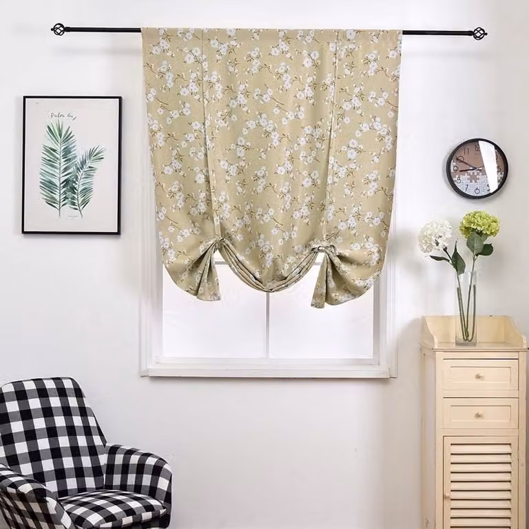 Verduisterend Vouwgordijn Kapok Bloemen Lichtbruin - Thermostisch Geïsoleerd - 140 x 140 cm