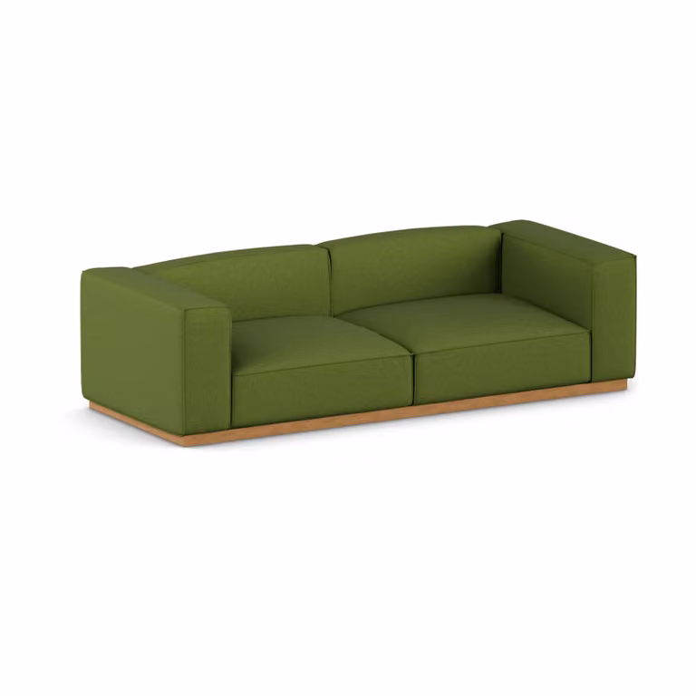 1898 Bergsdal Luisa 3-zits sofa, groen, eikenkleurig gebeitst