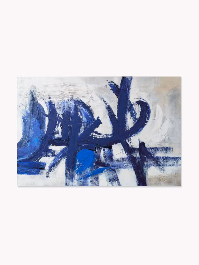 Handbeschilderde canvasdoek Agave Blue Stroke