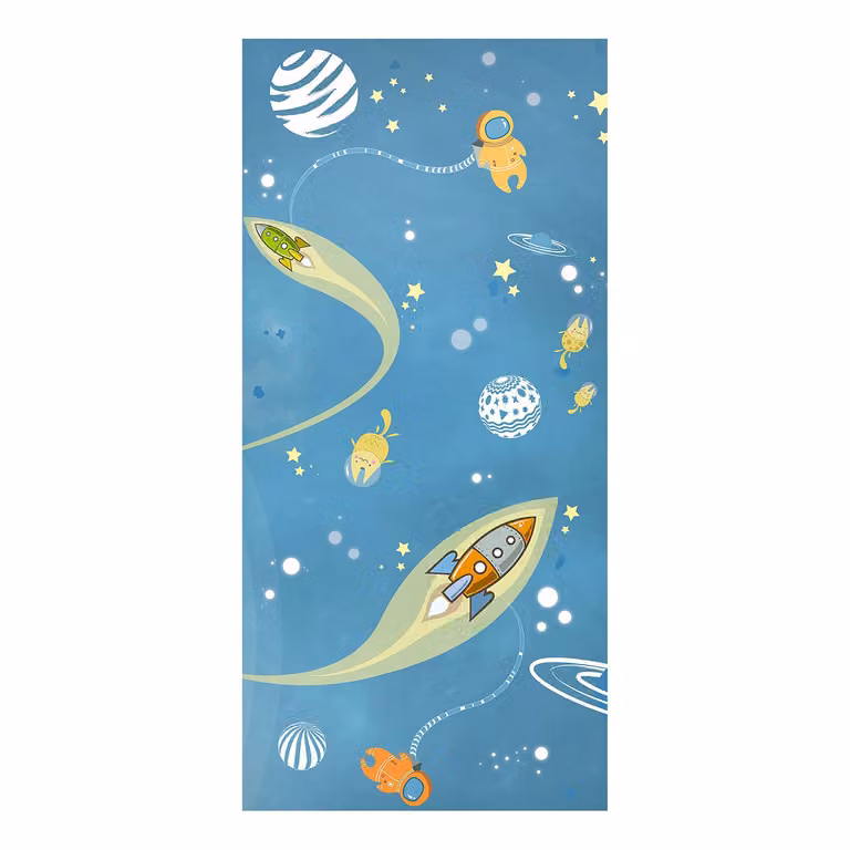 home24 Magneetbord Bonte Ruimte blauw van gelakt staal en vinyl-folie, B/D/H: 78 x 37 x 2 cm
