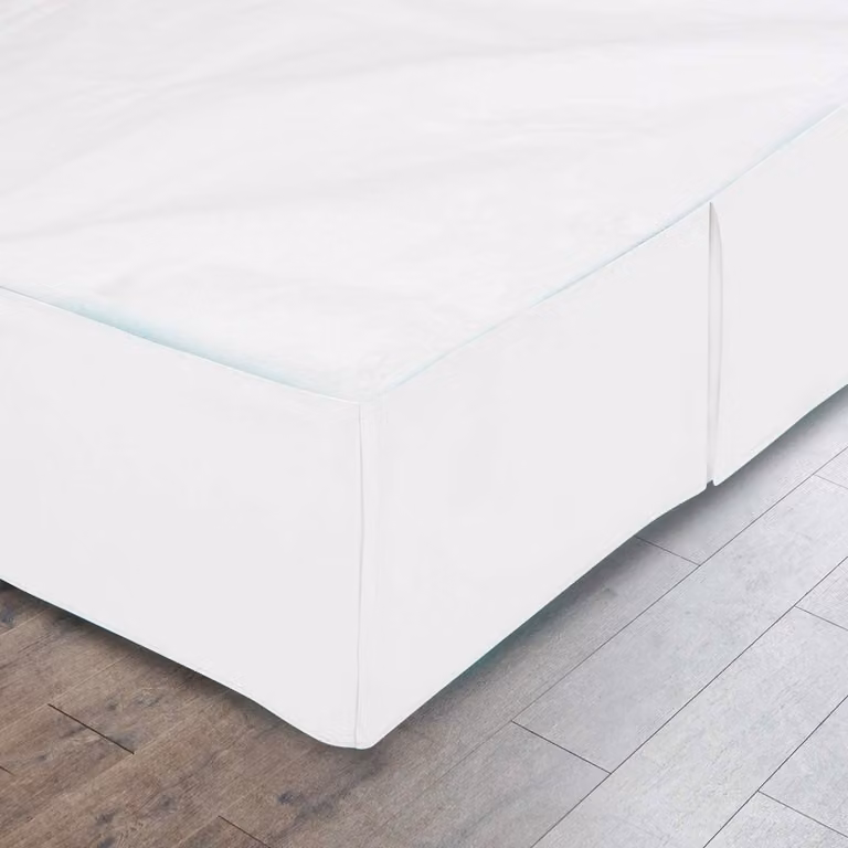 Wit effen bedrok geplooid voor bed decoratie, kreukvrij en duurzaam, B/D/H: 90 x 190 x 32 cm