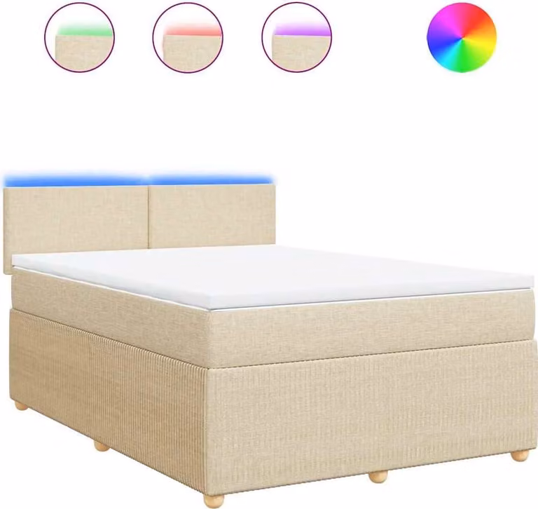 vidaXL Boxspringbed met matras, crème, stoffen bekleding, 160x200 cm