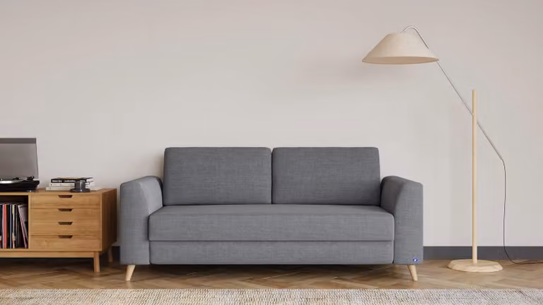 BRUNO slaapbank donkergrijs met massief hout en pocketvering 160 cm