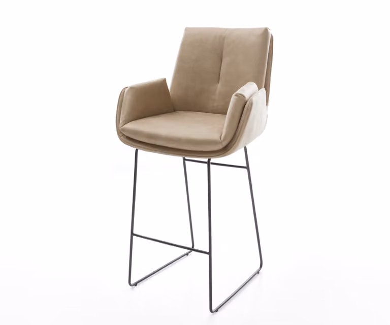 DELIFE Barstoel Clea-Flex Beige Microvezel met Zwart Metalen Sledeonderstel