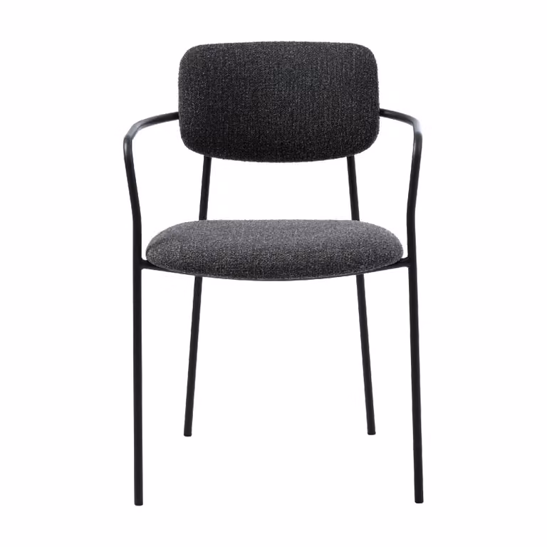 Set van 2 Nest of Nora Eetkamerstoelen Lavi met armleuningen - Donkergrijs - Stof