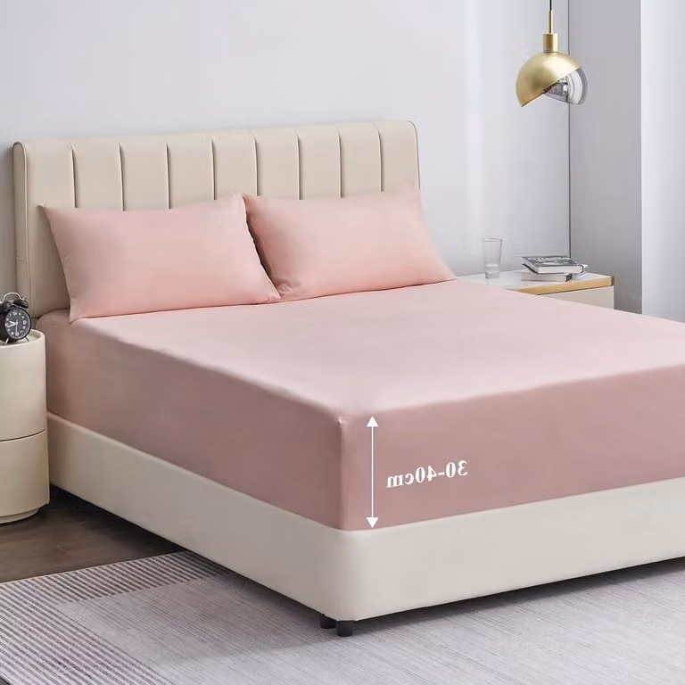 Zacht polyester hoeslaken voor uw slaapkamer - Roze - 180 x 200 cm
