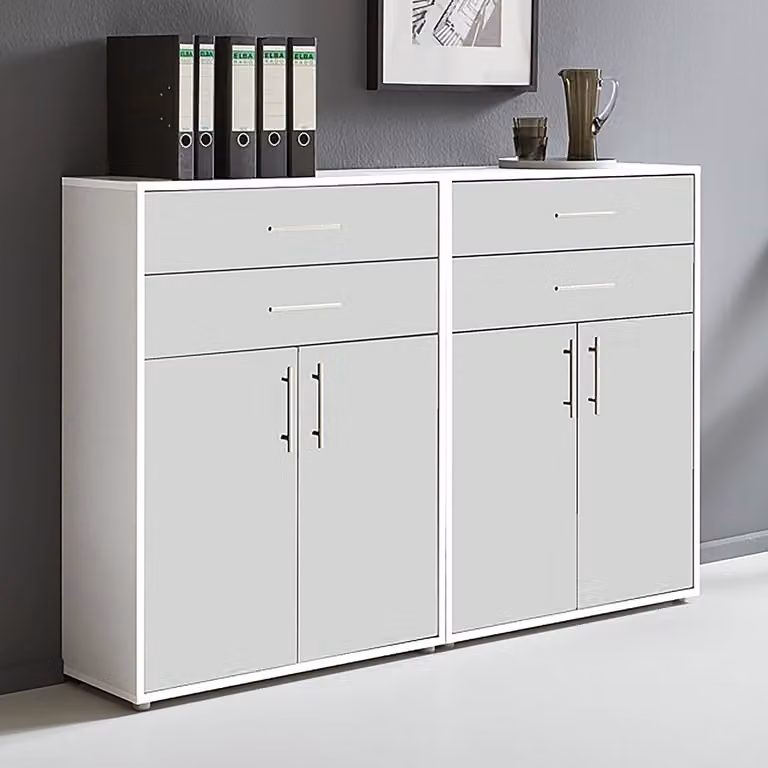 home24 Kastenset 2-delig modern wit mat B: 85 x 114 x 33 cm