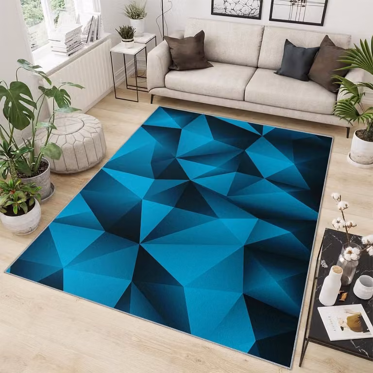 Modern Geometrisch Vloerkleed Smaragdgroen - Rechthoekig Tapijt voor Woonkamer en Slaapkamer - 50 x 80 cm