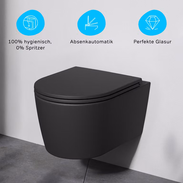 AM.PM Wandtoilet CFA1700MBSC met verborgen spoelrand en FlashClean, zwart, keramisch