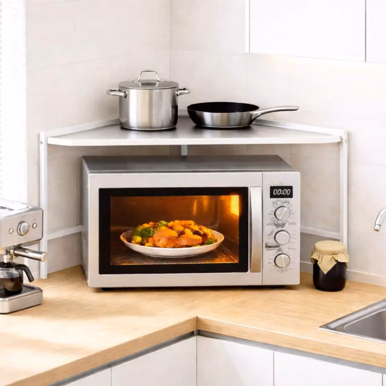 DanDiBo Hoekrek voor de keuken, 2 niveaus, Wit, 72 x 72 cm