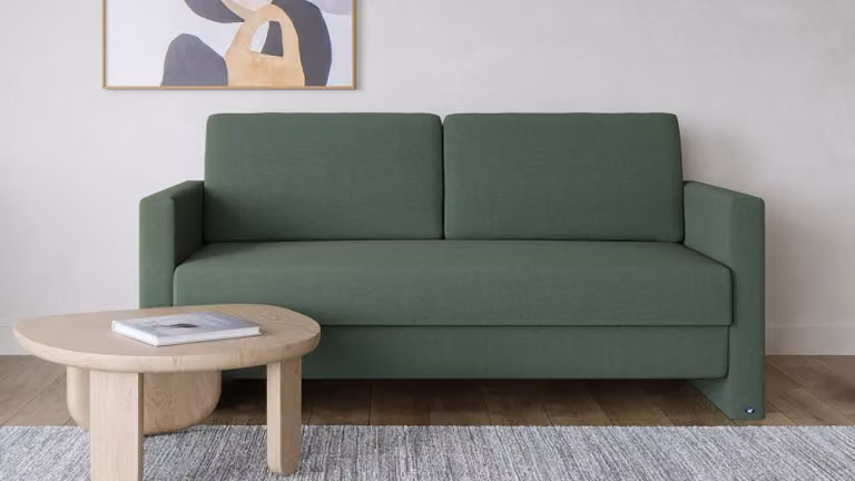 BRUNO slaapbank 160 cm groen met massief houten frame en boxspringcomfort