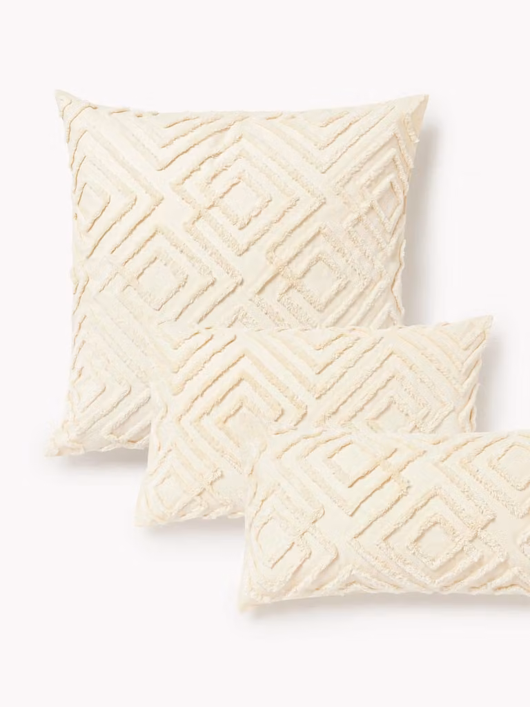 Westwing Collection Katoenen perkal kussensloop Phil met getufte design