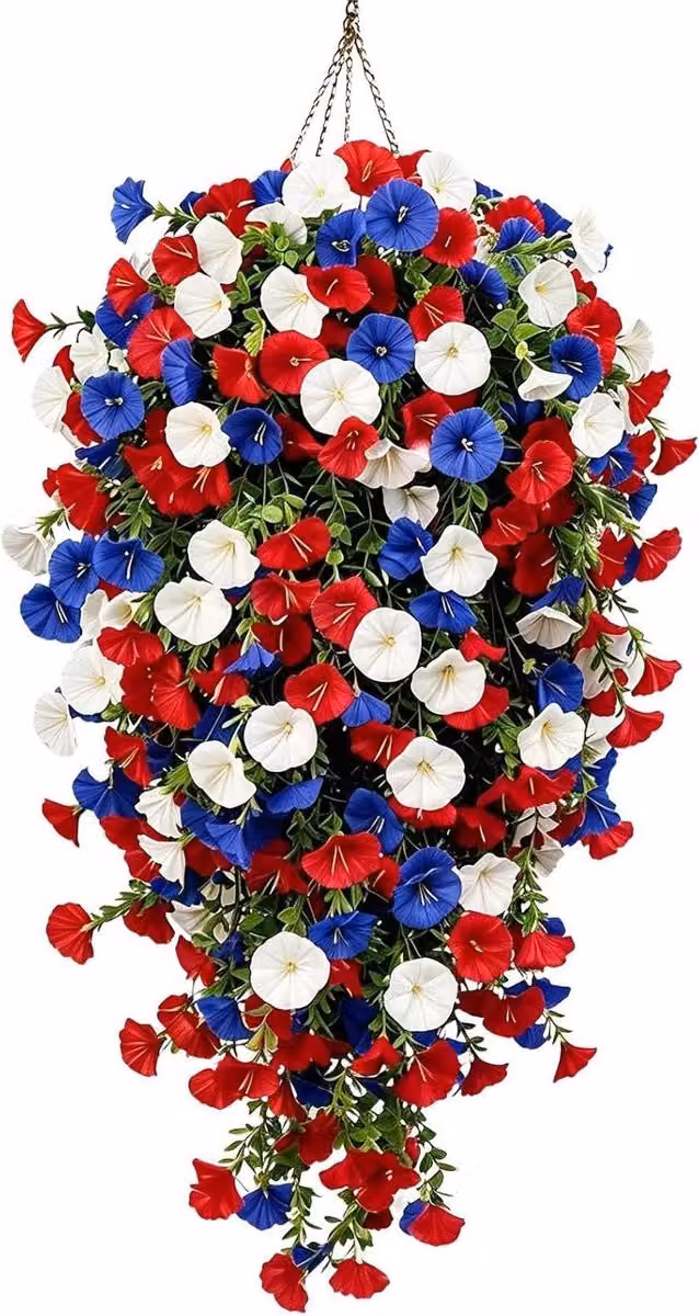 Kunstbloemen Mand Patriottische Decoratie Rood Wit Blauw B/D/H: 20 x 20 x 20 cm