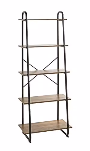 HAKU Open kast modern, eiken en metaal, zwart/bruin, B 60 cm x D 36 cm x H 164 cm
