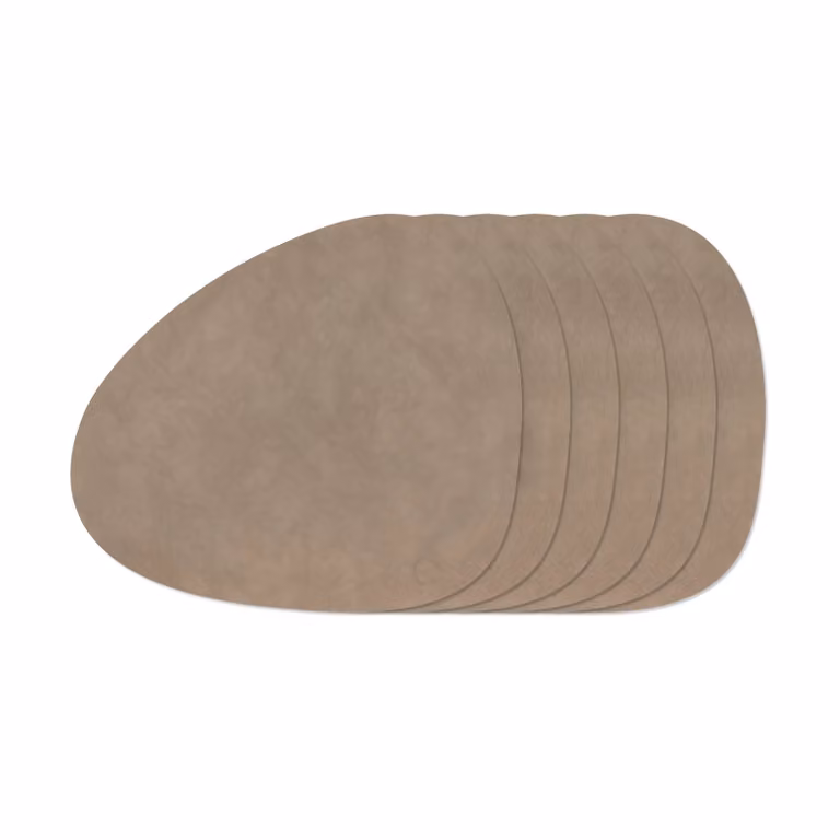 LIND DNA Nupo Curve placematsset Nomad Grey, 6-pack voor volwassenen