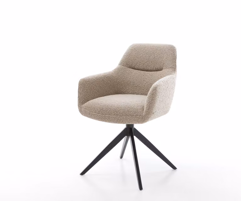 DELIFE Draaistoel Pejo-Flex met bouclé bekleding en kruisframe, zwart