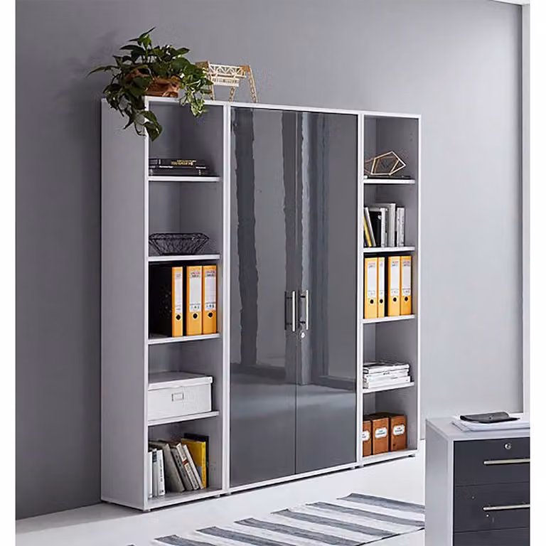home24 Dossierkast III in grijs en antraciet hoogglans, B/D/H: 172 x 33 x 186 cm