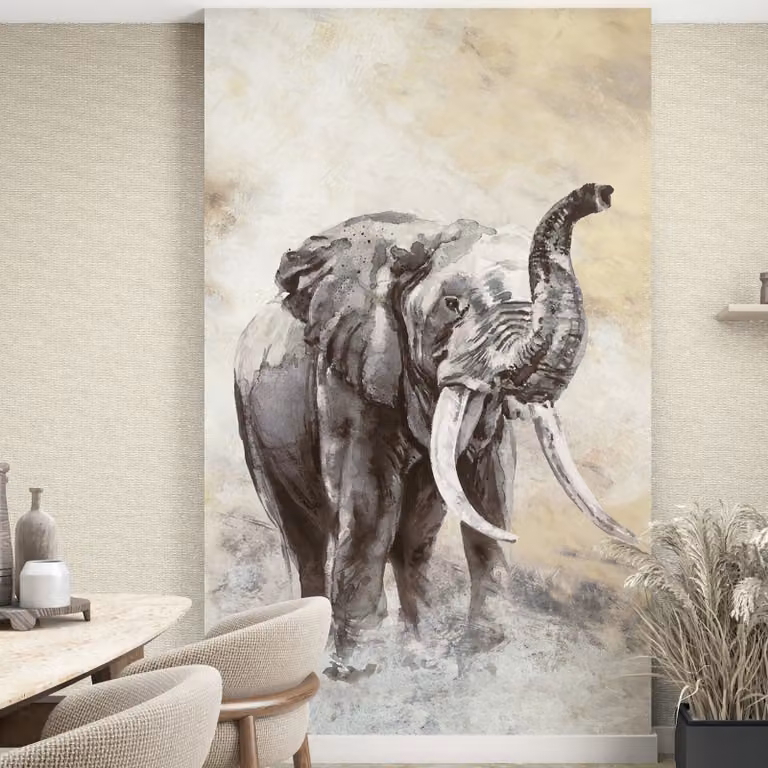 home24 Vliesbehang Mural Olifant, 159 x 270 x 1 cm